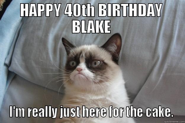 HAPPY 40TH BIRTHDAY BLAKE I'M REALLY JUST HERE FOR THE CAKE. Grumpy Cat