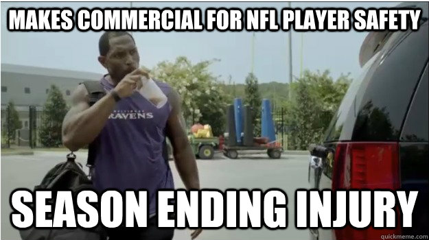 Makes Commercial for NFL Player Safety Season Ending Injury  Ray Lewis