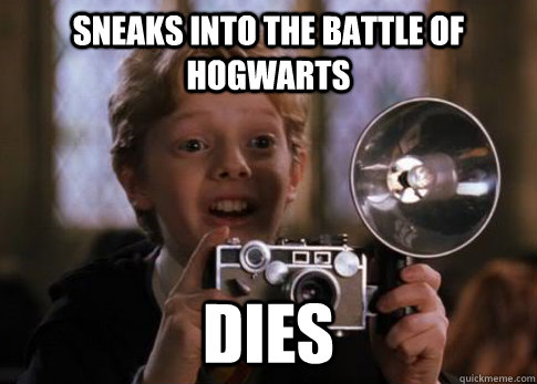 sneaks into the battle of hogwarts dies - sneaks into the battle of hogwarts dies  Colin Creevey