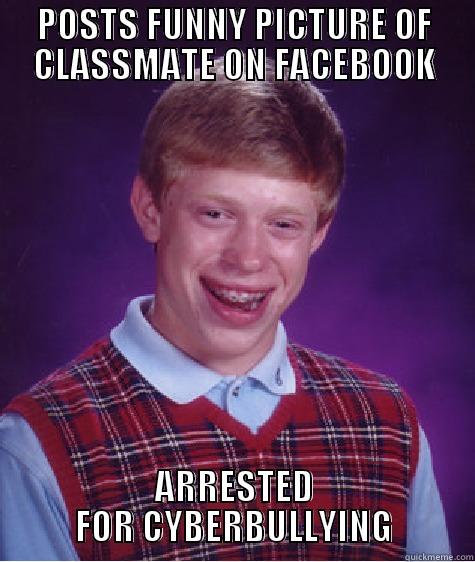 POSTS FUNNY PICTURE OF CLASSMATE ON FACEBOOK ARRESTED FOR CYBERBULLYING Bad Luck Brian