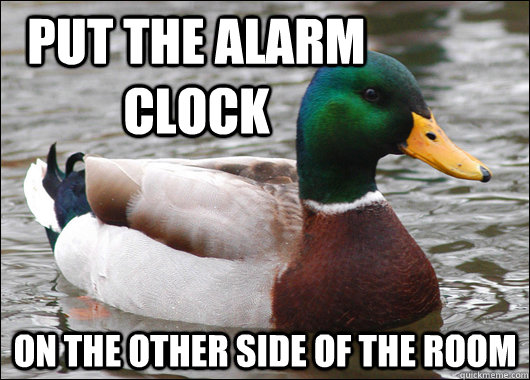 Put the alarm clock on the other side of the room  Actual Advice Mallard
