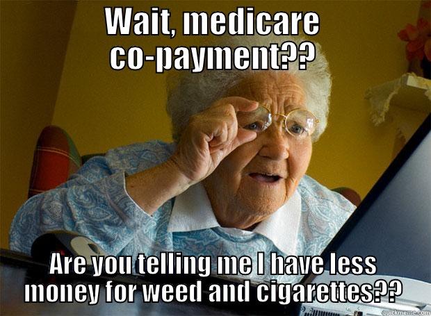 WAIT, MEDICARE CO-PAYMENT?? ARE YOU TELLING ME I HAVE LESS MONEY FOR WEED AND CIGARETTES?? Grandma finds the Internet
