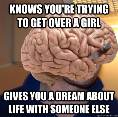 knows you're trying to get over a girl gives you a dream about life with someone else  Good Guy Brain