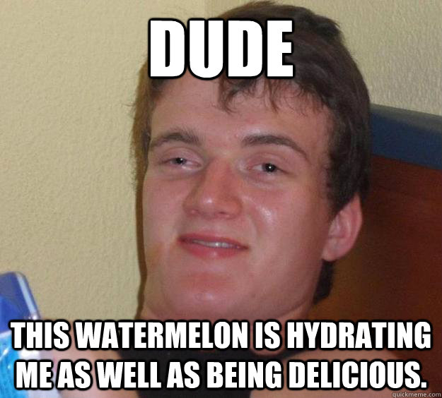 Dude This watermelon is hydrating me as well as being delicious.  10 Guy
