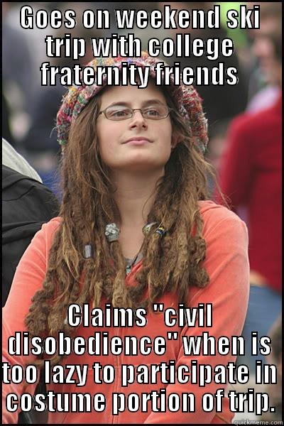 GOES ON WEEKEND SKI TRIP WITH COLLEGE FRATERNITY FRIENDS CLAIMS 