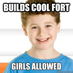 Builds cool fort Girls allowed  