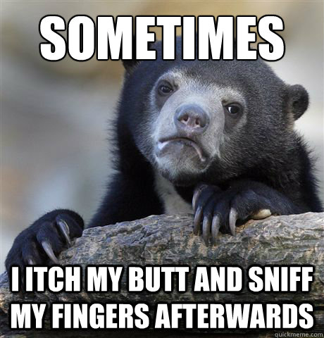 Sometimes I itch my butt and sniff my fingers afterwards - Sometimes I itch my butt and sniff my fingers afterwards  confessionbear