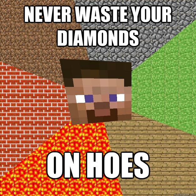 Never waste your diamonds on hoes  Minecraft