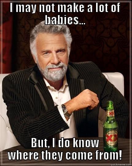 I MAY NOT MAKE A LOT OF BABIES... BUT, I DO KNOW WHERE THEY COME FROM! The Most Interesting Man In The World