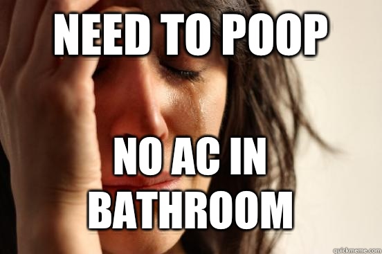 Need to poop No ac in bathroom   First World Problems