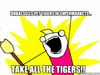 dubai sells pet tigers in supermarkets... take all the tigers!!  All The Things