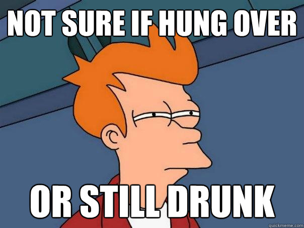 Not sure if hung over Or still drunk  Futurama Fry