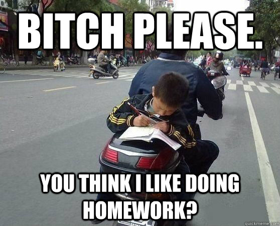 Bitch please. You think I like doing homework?  
