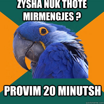 Zysha nuk thote mirmengjes ? Provim 20 minutsh  Paranoid Parrot
