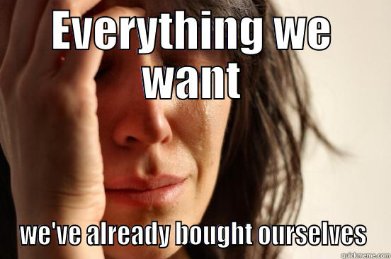 EVERYTHING WE WANT WE'VE ALREADY BOUGHT OURSELVES First World Problems