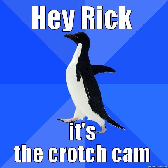 HEY RICK IT'S THE CROTCH CAM Socially Awkward Penguin