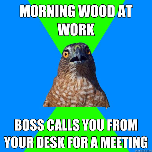 Morning wood at work boss calls you from your desk for a meeting - Morning wood at work boss calls you from your desk for a meeting  Hawkward