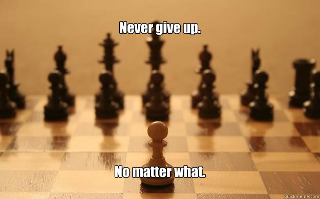 Never give up. No matter what.  