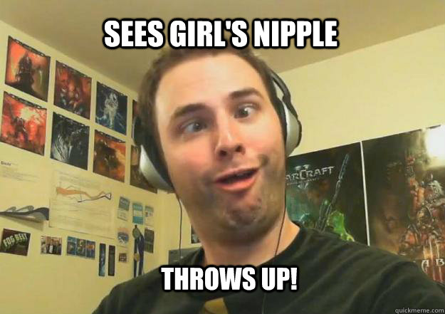 Sees girl's nipple Throws up!  