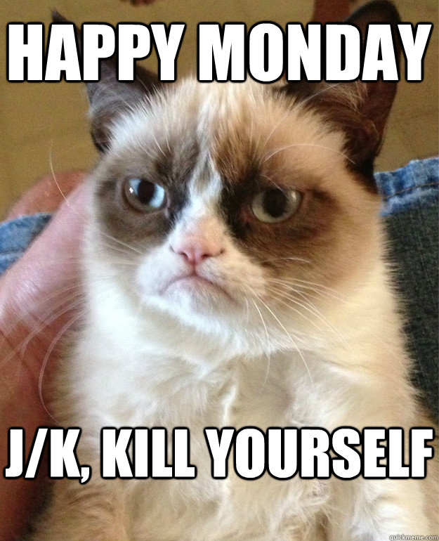 Happy Monday J/K, kill yourself  Grumpy Cat