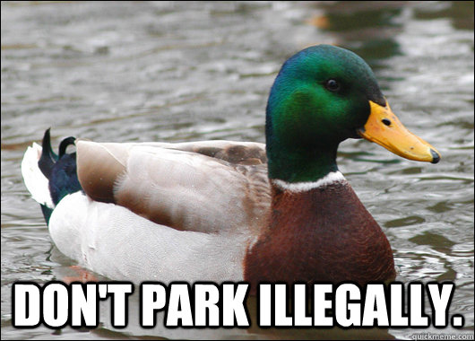  Don't park illegally.  Actual Advice Mallard