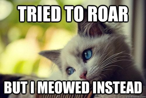 tried to roar But i meowed instead  First World Problems Cat
