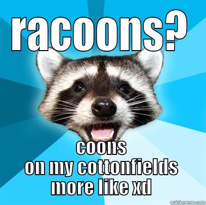RACOONS? COONS ON MY COTTONFIELDS MORE LIKE XD Lame Pun Coon