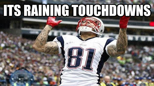 ITS raining touchdowns   Aaron Hernandez TD