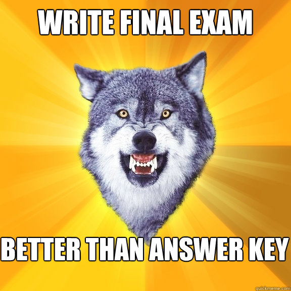 write final exam better than answer key  Courage Wolf