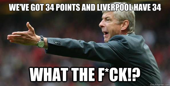 We've got 34 points and Liverpool have 34 WHAT THE F*CK!?  