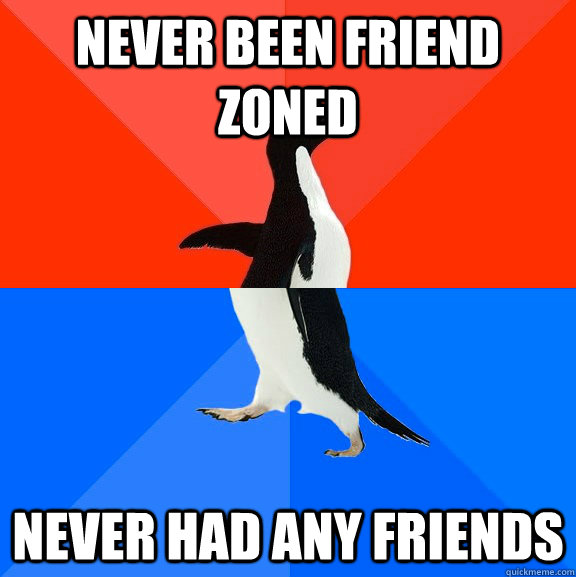 never been friend zoned never had any friends  Socially Awesome Awkward Penguin