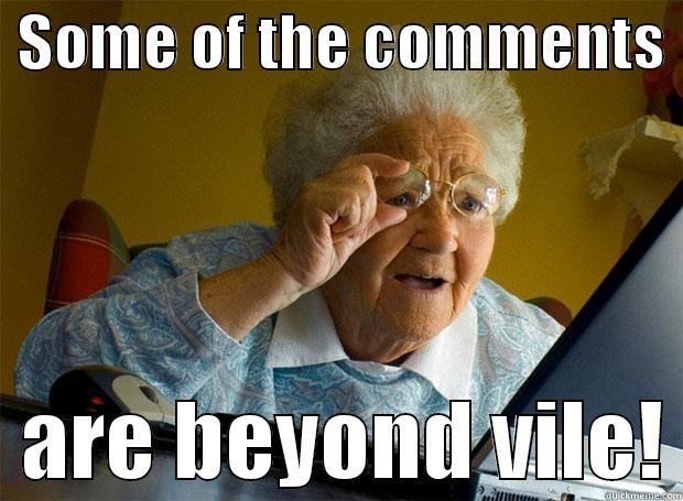  SOME OF THE COMMENTS    ARE BEYOND VILE! Grandma finds the Internet