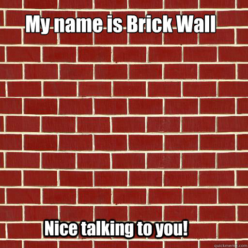 My name is Brick Wall
 Nice talking to you!  