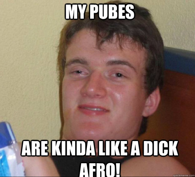 My pubes Are kinda like a dick afro!  10guy