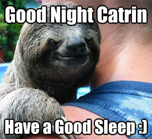 Good Night Catrin Have a Good Sleep :)  Suspiciously Evil Sloth