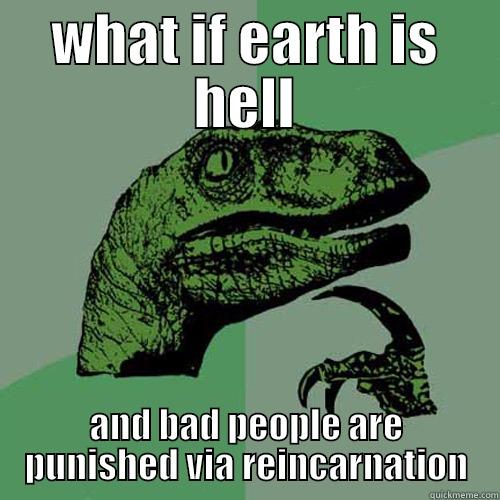 WHAT IF EARTH IS HELL AND BAD PEOPLE ARE PUNISHED VIA REINCARNATION Philosoraptor