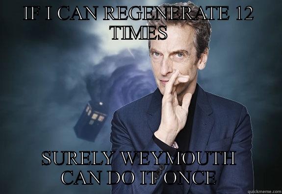 IF I CAN REGENERATE 12 TIMES SURELY WEYMOUTH CAN DO IT ONCE Misc