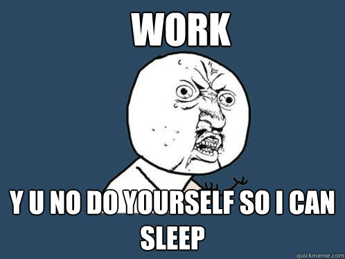 WORK Y U NO DO YOURSELF SO I CAN SLEEP  Y U No
