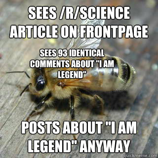 Sees /r/science article on frontpage Posts about 