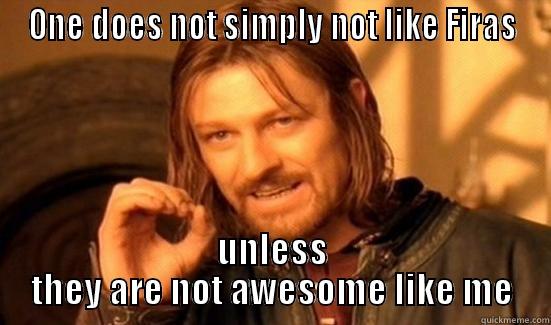 ONE DOES NOT SIMPLY NOT LIKE FIRAS UNLESS THEY ARE NOT AWESOME LIKE ME Boromir