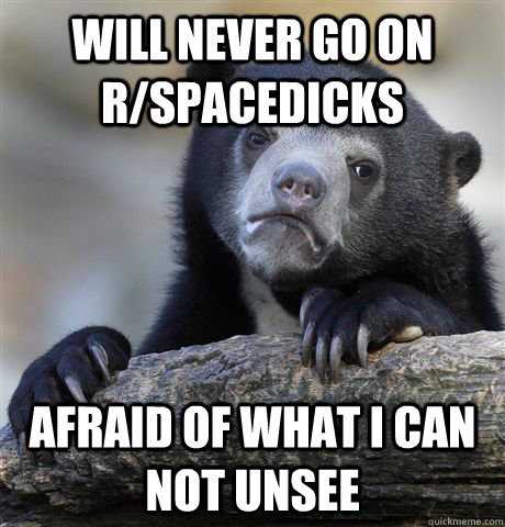 will never go on r/spacedicks Afraid of what i can not unsee  Confession Bear
