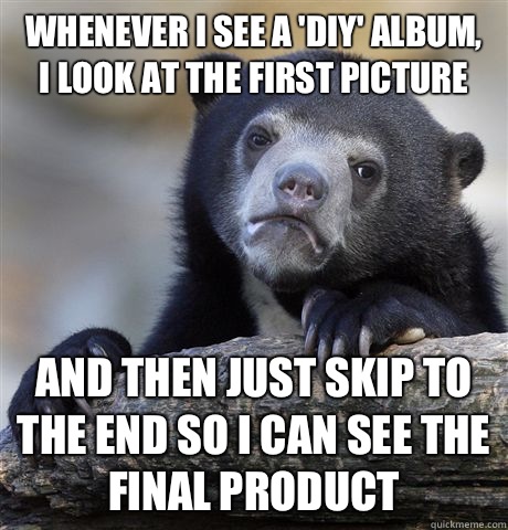 Whenever I see a 'DIY' album,  I look at the first picture And then just skip to the end so I can see the final product  Confession Bear