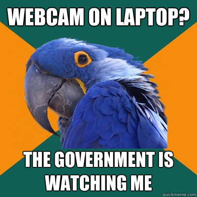 Webcam on laptop? The government is watching me  Paranoid Parrot