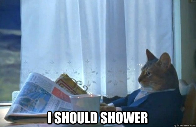  I should shower  Sophisticated Cat