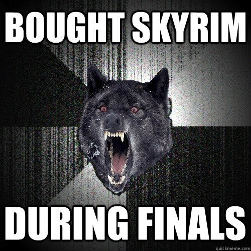 Bought skyrim During finals  Insanity Wolf