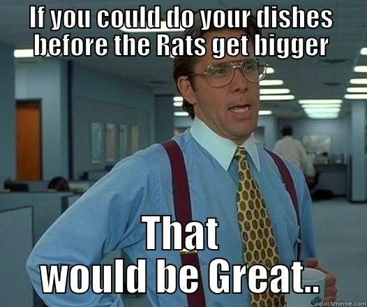 IF YOU COULD DO YOUR DISHES BEFORE THE RATS GET BIGGER THAT WOULD BE GREAT.. Office Space Lumbergh