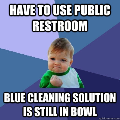 have to use public restroom blue cleaning solution is still in bowl  Success Kid