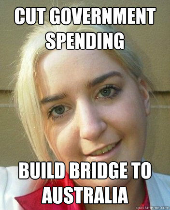 CUT GOVERNMENT SPENDING BUILD BRIDGE TO AUSTRALIA  Liz Shaw