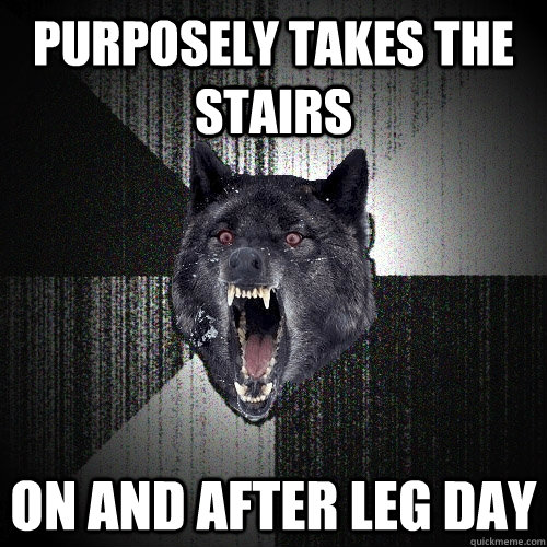 PURPOSELY TAKES THE STAIRS ON AND AFTER LEG DAY  Insanity Wolf