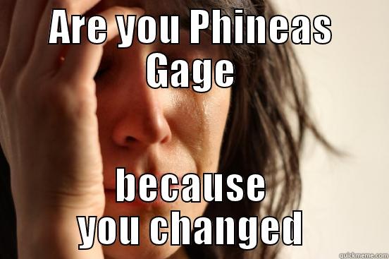 ARE YOU PHINEAS GAGE BECAUSE YOU CHANGED First World Problems